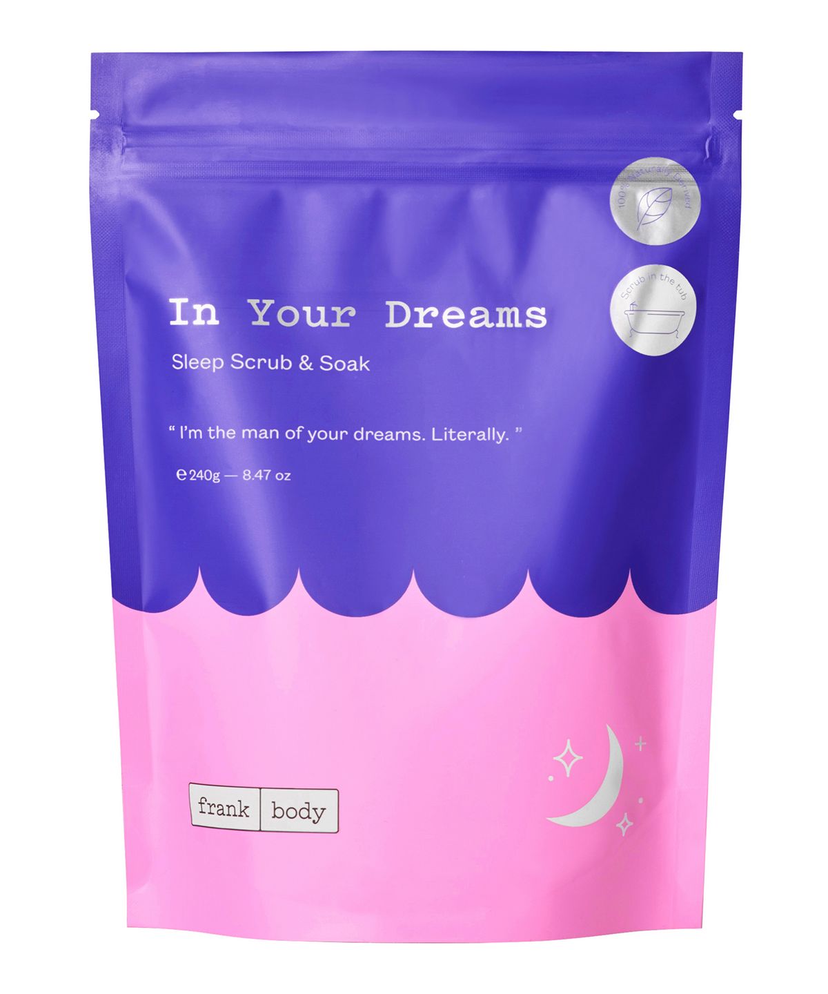 FRANK BODY - IN YOUR DREAMS SLEEP SCRUB & SOAK -  Kūno šveitiklis - vonios druska 240g - Kvepaline.lt